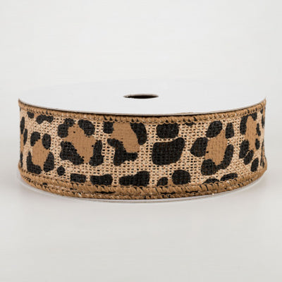 💙 Leopard Print Natural Black & Brown Ribbon 1.5" x 10 yards