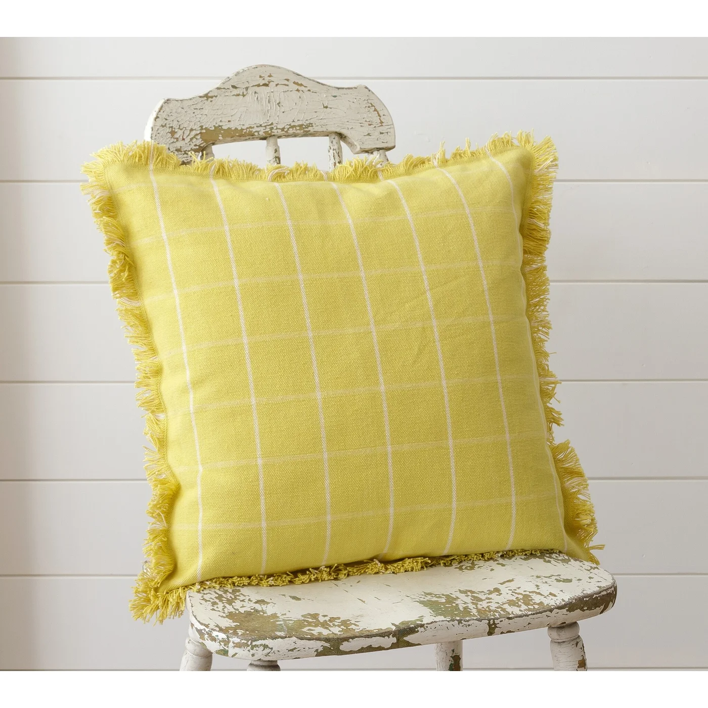 Yellow Windowpane Check 18" Accent Pillow