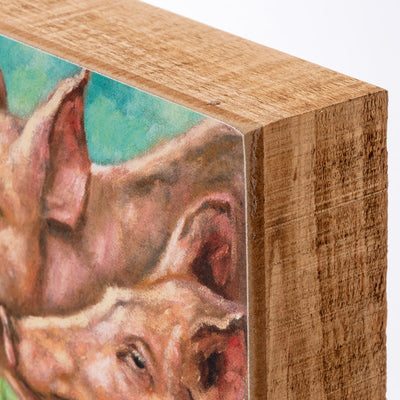 Surprise Me Sale 🤭 Pigs In Field 7" Wooden Box Sign