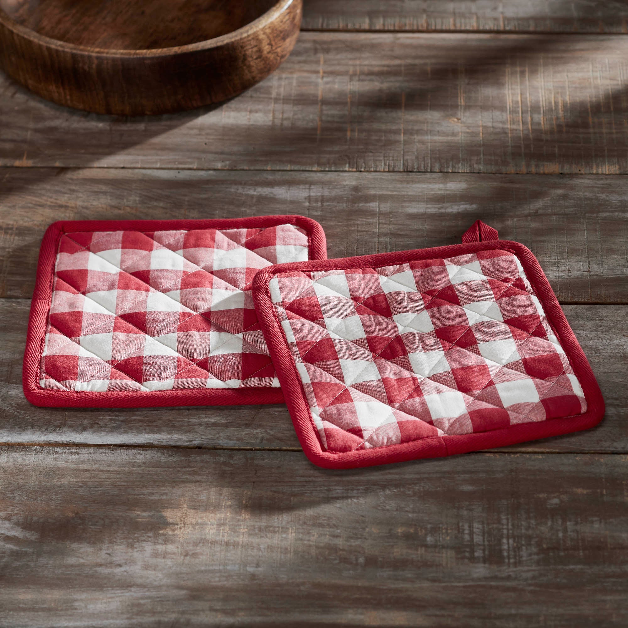 Set of 2 Annie Buffalo Check Red Pot Holders Blueberry Lane Shop