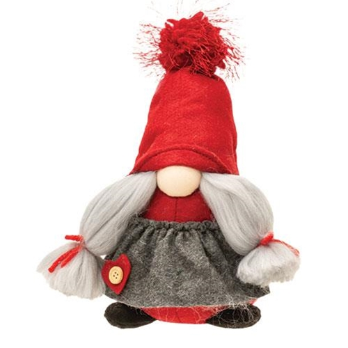 Mrs Red and Grey Gnome Fabric Figure – Blueberry Lane Shop