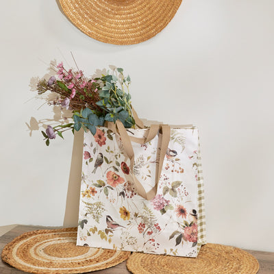 Chickadees and Florals Market Tote Bag