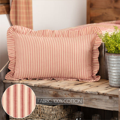 Sawyer Mill Red Ticking Stripe Fabric Pillow 14'' x 22''