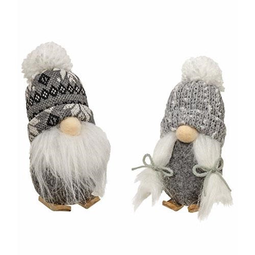 Mr & Mrs Gray and White Skier Gnome Ornaments – Blueberry Lane Shop