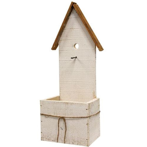 bird house planter Rustic White Wood Birdhouse Planter Box