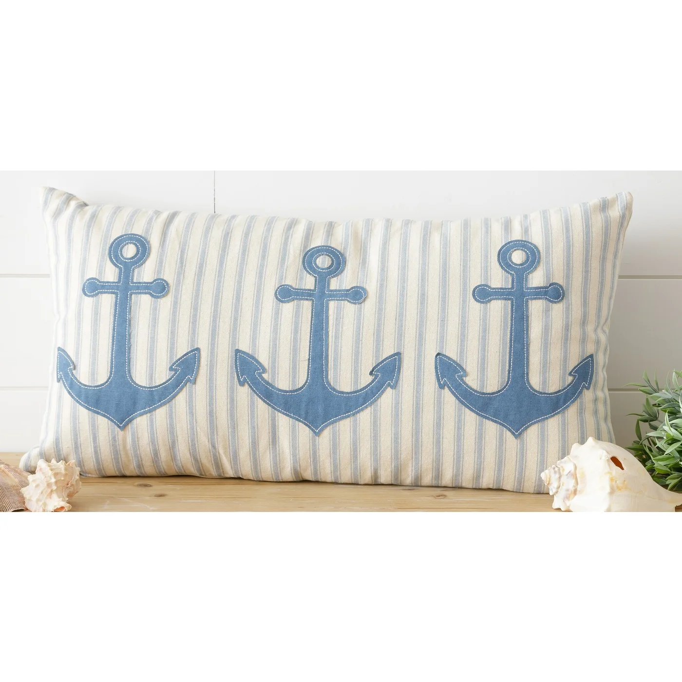 Nautical Blue Anchors Lumbar Pillow