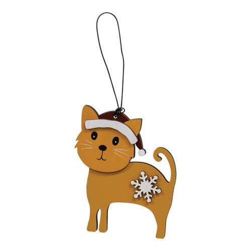 Snowflake Cat With Santa Hat Ornament Blueberry Lane Shop