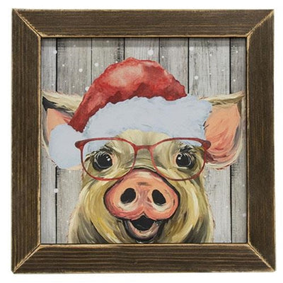 Holiday Ham It Up 13.5" Christmas Pig Framed Print