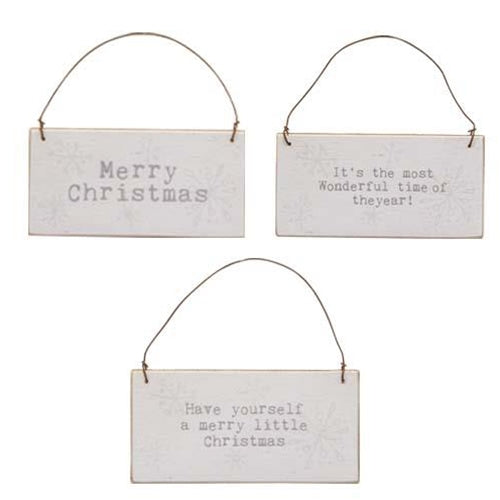 Set of 3 Merry Christmas Words Mini Sign Ornaments