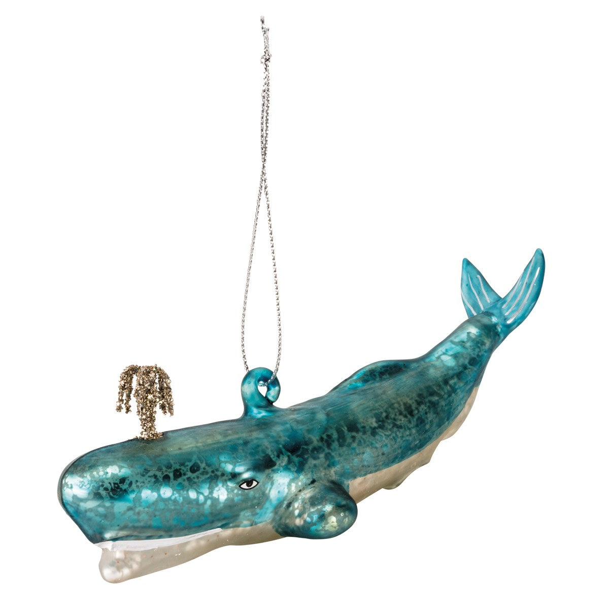 Blue Whale Glass Coastal Ornament