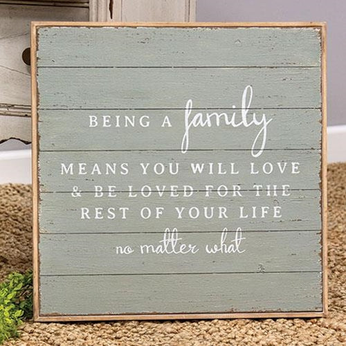 Being A Family Distressed Shiplap Sign 20" Square