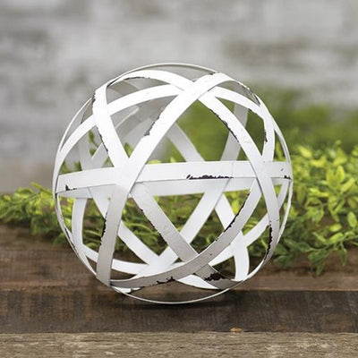 Cream Metal Band 6" Decorative Sphere