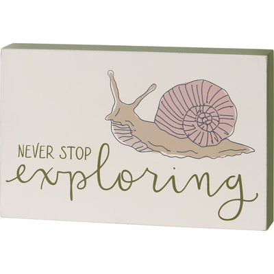 Surprise Me Sale 🤭 Never Stop Exploring Snail Small Block Sign