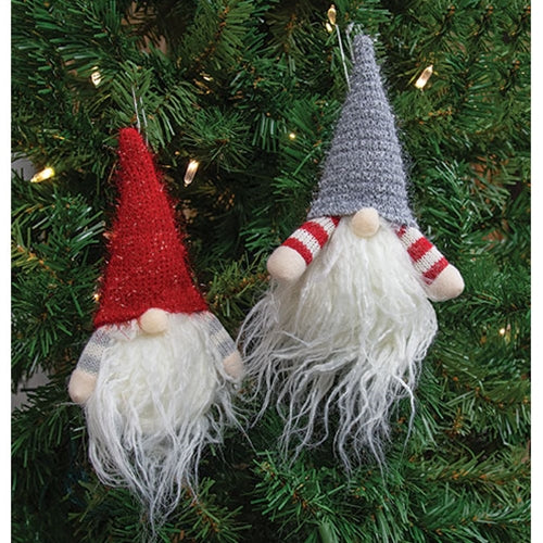 Set of 2 Red and Grey Santa Gnome Ornaments – Blueberry Lane Shop