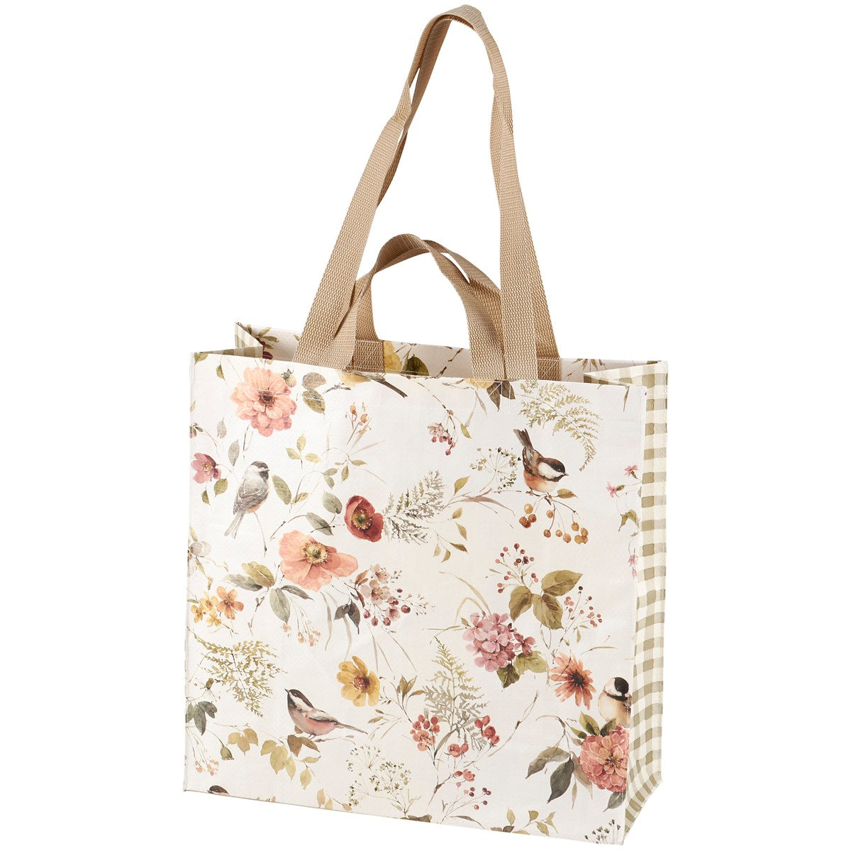 Chickadees and Florals Market Tote Bag