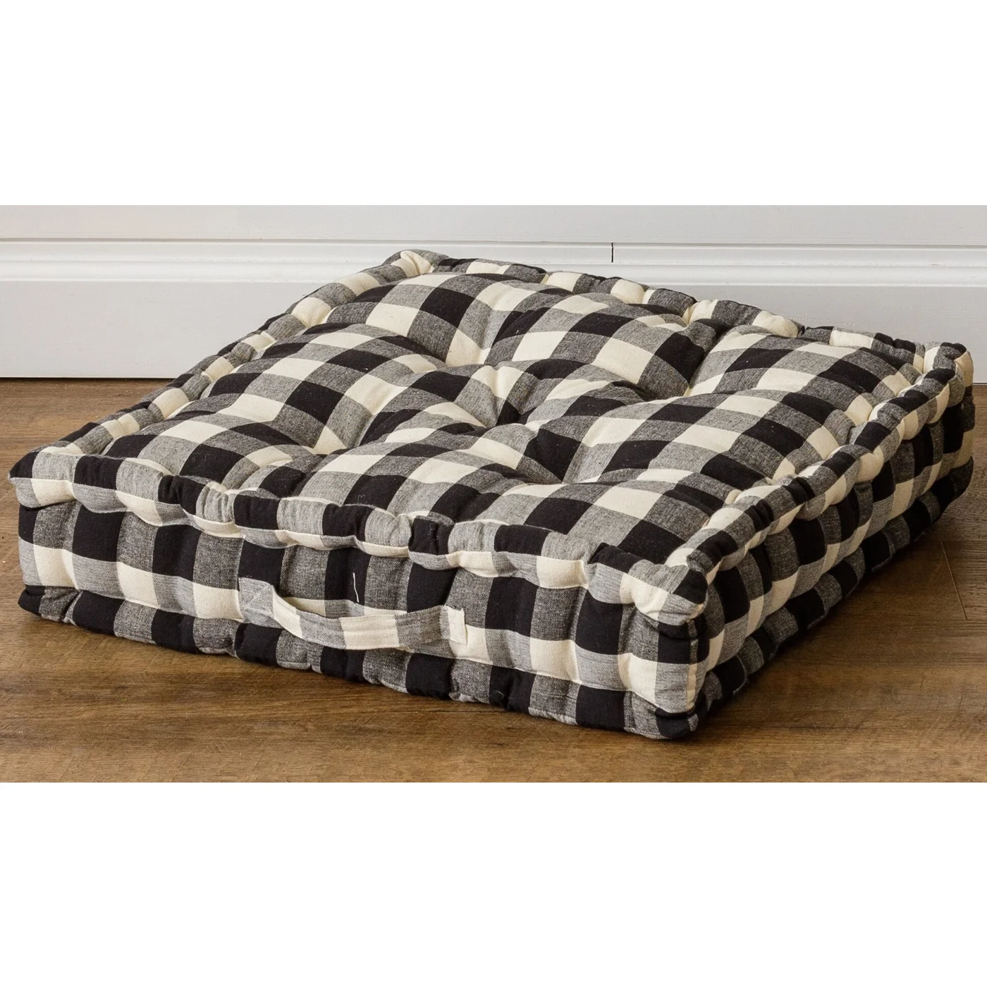 Black Buffalo Check Tufted Floor Cushion Blueberry Lane Shop