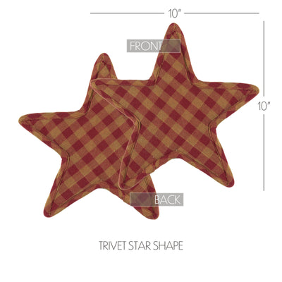 Burgundy Plaid 10" Star Shaped Trivet
