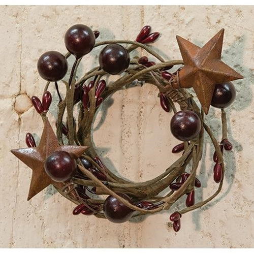 💙 Burgundy Berries and Rusty Stars 4" Ring