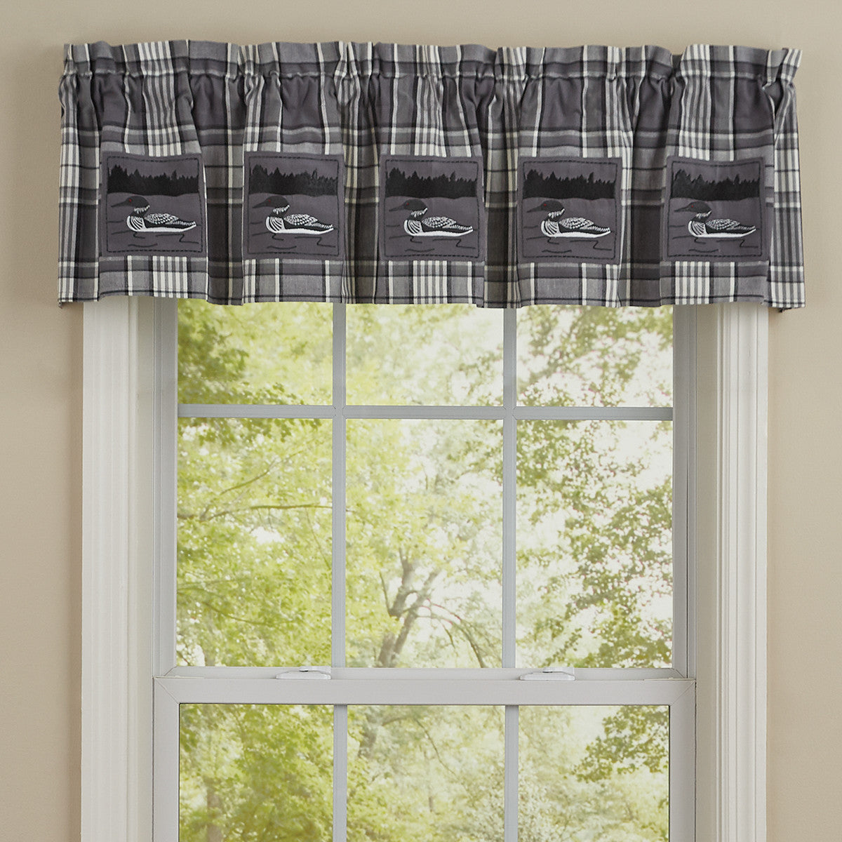 Grey Area Loon Plaid Patch Lined Valance 14" x 60"
