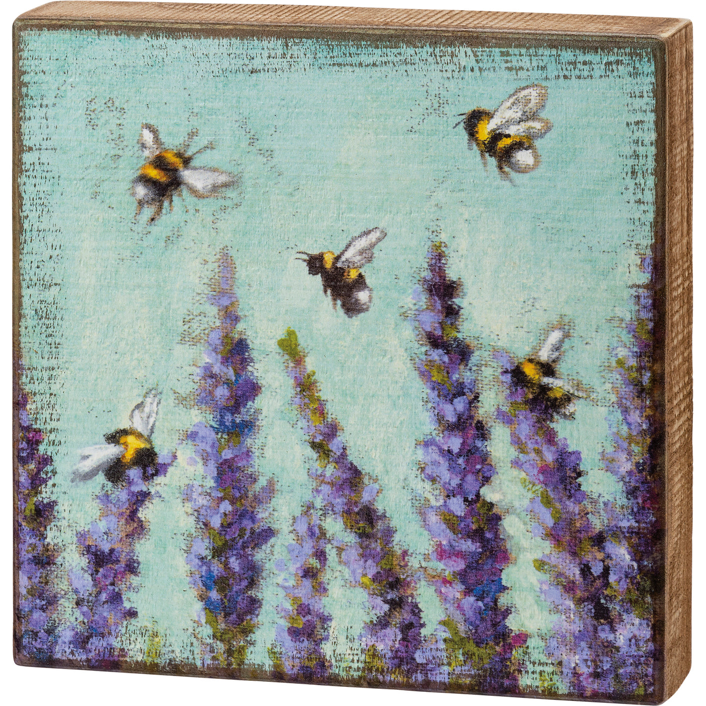 Surprise Me Sale 🤭 💙 Lavender Flowers & Bees Square 10" Wooden Box Sign