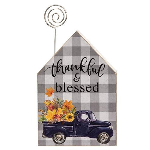 💙 Thankful & Blessed Fall Truck Chunky House Photo Holder
