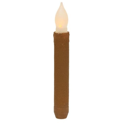 Mustard Textured 6" LED Timer Taper Candle