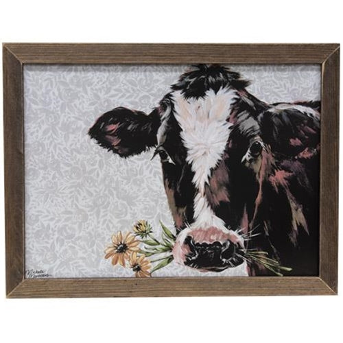 Susie the Cow Print in Wooden Stained Frame 19" x 25"