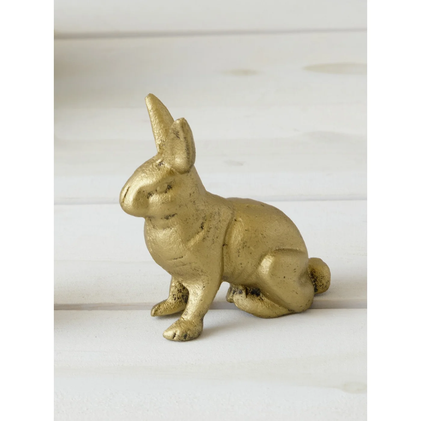 💙 Golden Rabbit Cast Iron Figure 4.25" H