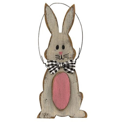 💙 Distressed Wooden Bunny & Egg Ornament