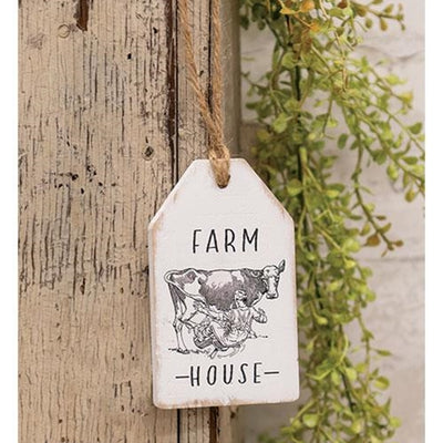 💙 Farm House Milking Cow Wood Tag