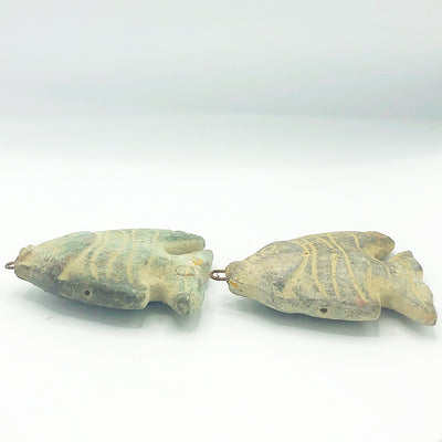 💙 Set of 2 Distressed Fish Pottery Figurines