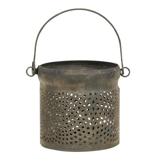 Small Antiqued Gray Can 3" Votive Lantern