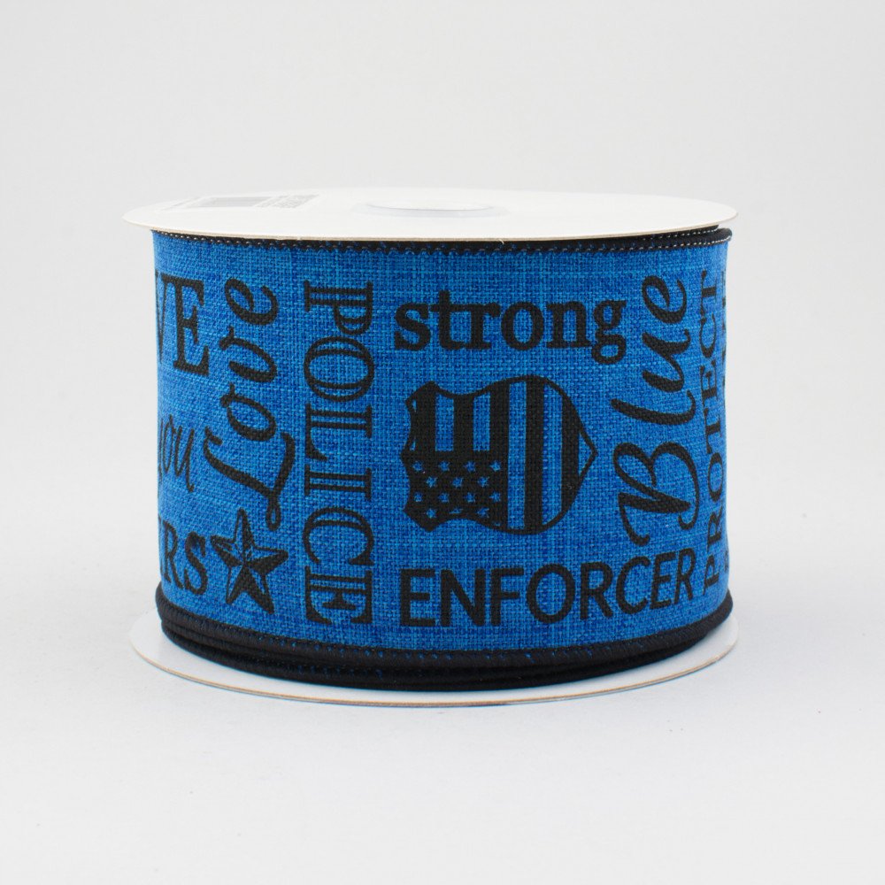 💙 Police Support Black & Royal Blue Ribbon 2.5" x 10 yards