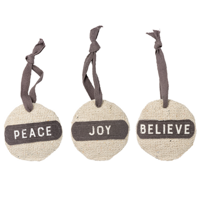 Joy Peace Believe Set of 3 Ornament Set