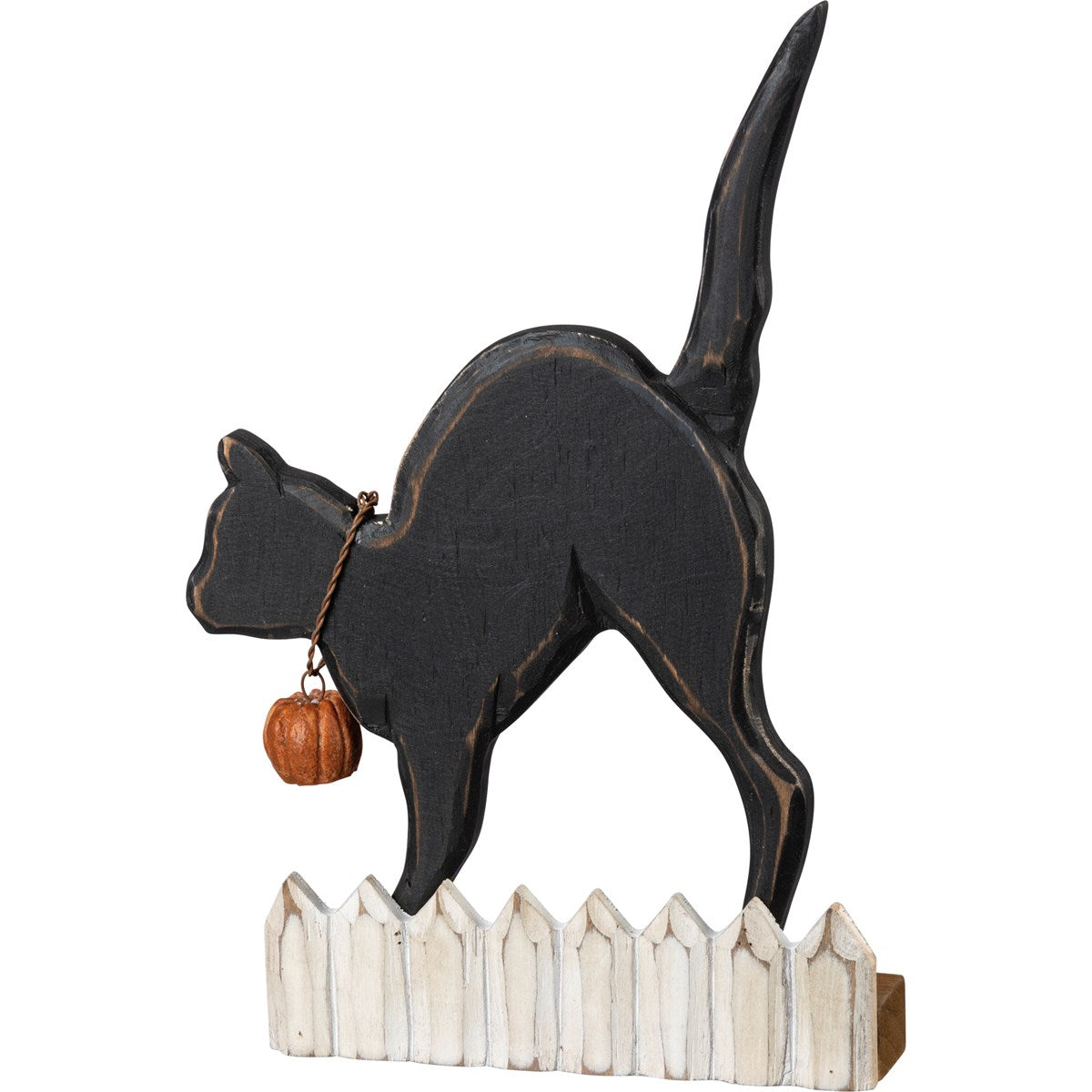 💙 Halloween Cat on a Fence Wooden Figure