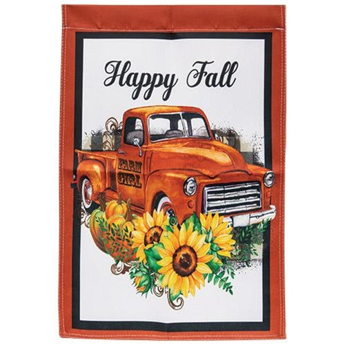 Happy Fall Truck With Pumpkins Garden Flag