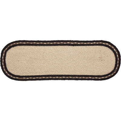 💙 Farmhouse Charcoal And Creme Jute Oval Runner 8" x 24"