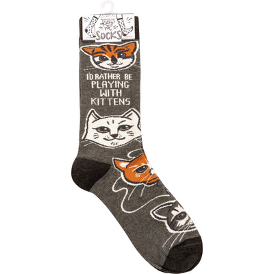 💙 I'd Rather Be Playing With Kittens Unisex Fun Socks