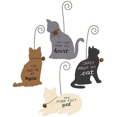 💙 Set of 4 My Cat Has My Heart Wooden Ornaments