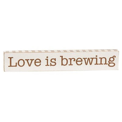 Set of 2 Coffee Mini Stick Signs - Love is Brewing But First Coffee