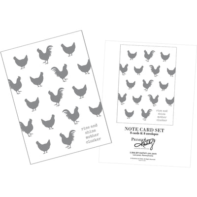 Rise and Shine Mother Clucker Rooster & Hen Set of 8 Note Card Set