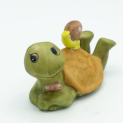 Vintage Turtle with Snail on Shell Porcelain Figure