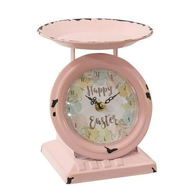 Vintage-Style Happy Easter Pink Old Town Scale Clock