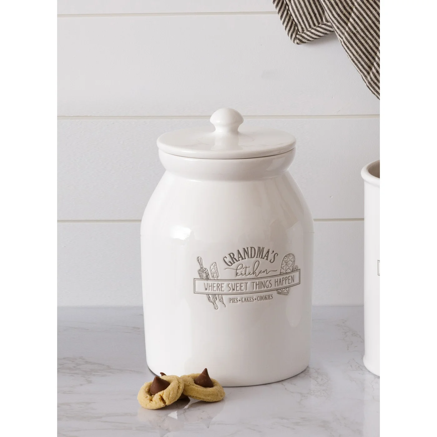 Grandma's Kitchen White Cookie Jar
