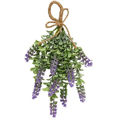💙 Purple Sage Boxwood 12" Faux Floral Hanging Teardrop