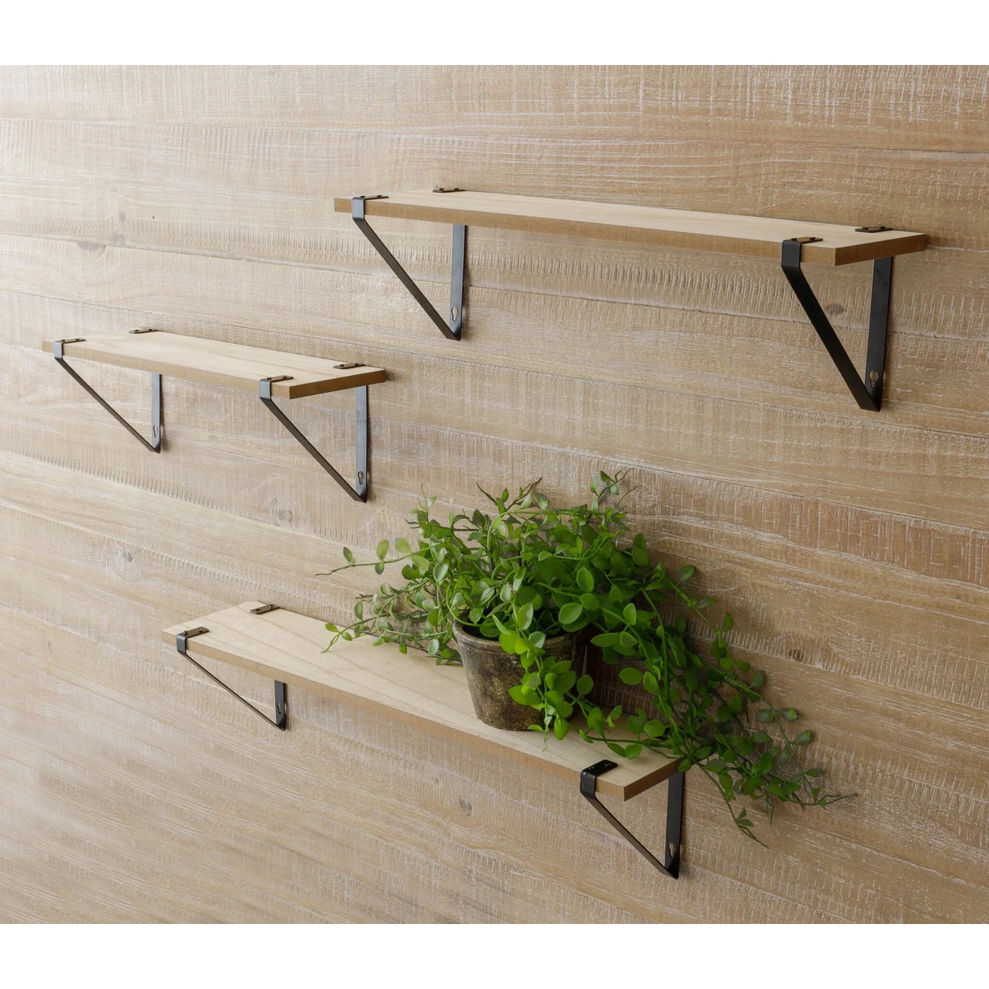 Wood \u0026 Metal Wall Shelves, Set of 3 (Regular), image size:1400x1400