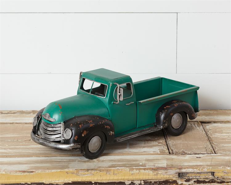 Antique Teal Green Display Tabletop Pickup Truck