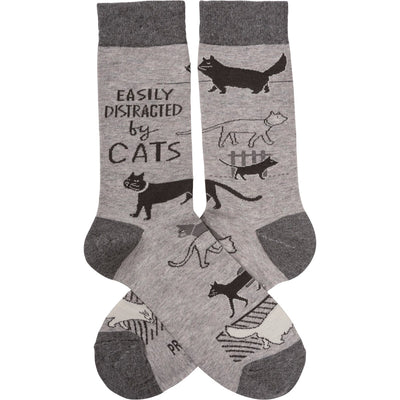 Easily Distracted By Cats Unisex Fun Socks