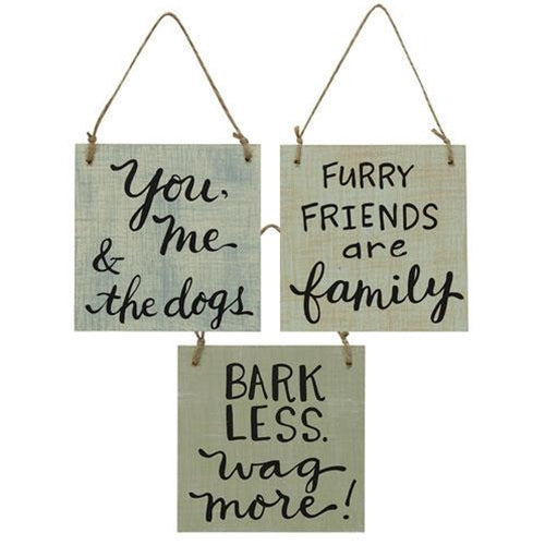 Set of 3 Doggie Sayings Sign Ornaments