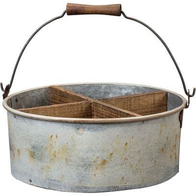 Rustic Caddy Four Section Round Bin